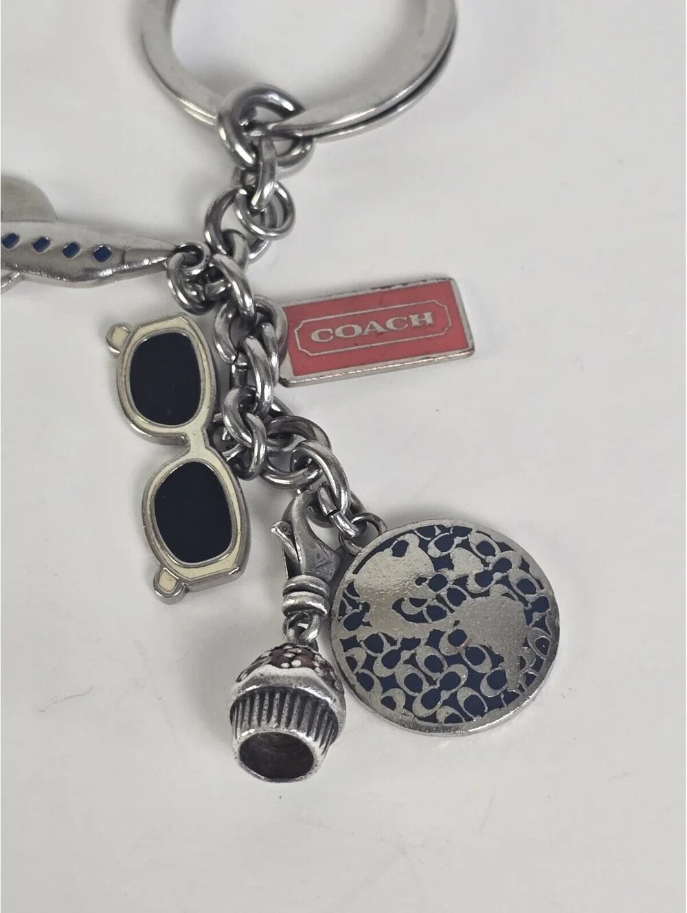 COACH Vintage World Traveler Purse Charm Key Fob Keychain Rare Y2K